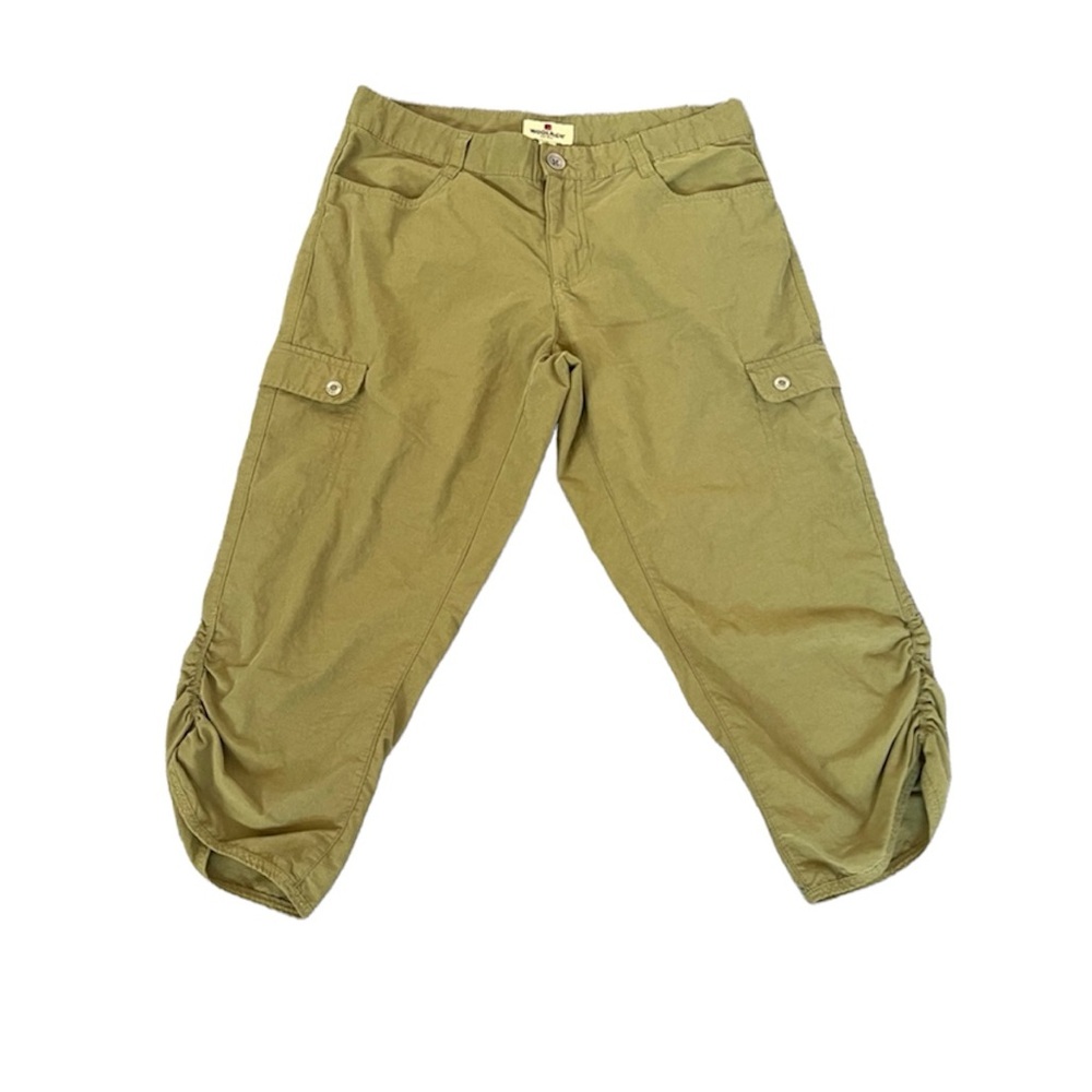 Woolrich Pants Women’s SZ 6 Green Outdoor Hiking Cargo Capri Cropped Ruched Leg